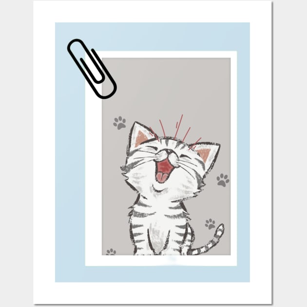 Cute Laughing Cat Wall Art by Jai